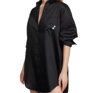 Naomi Victoria's‎ Secret Black Lyocell Sleep Shirt Dress XS Button Down
